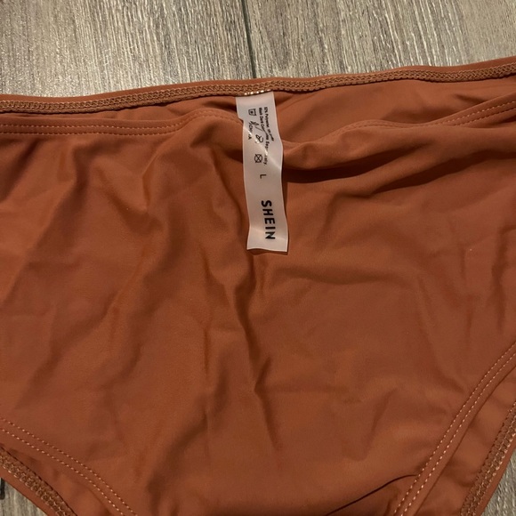 SHEIN Size L 3 piece Brown Tie Dye Crisscross Tie Back Push Up Bikini Swimsuit - Picture 10 of 13